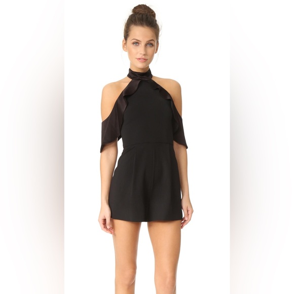 Alice + Olivia Roseline Cold Shoulder Black Romper. Size 2 - Picture 3 of 15